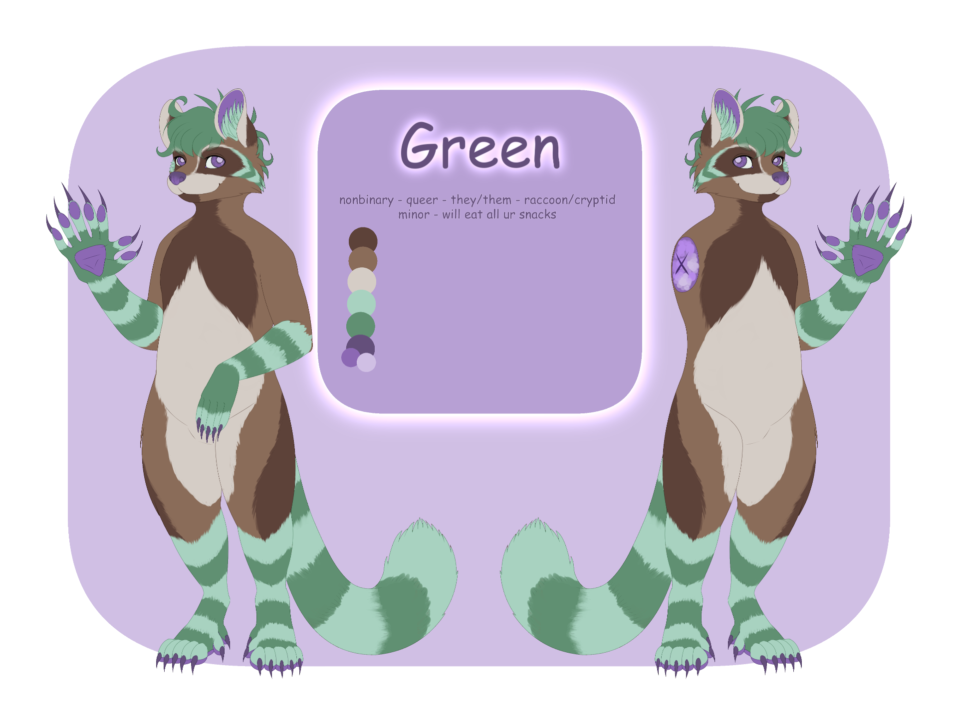 The same anthro raccoon, smilling and waving to the POV.